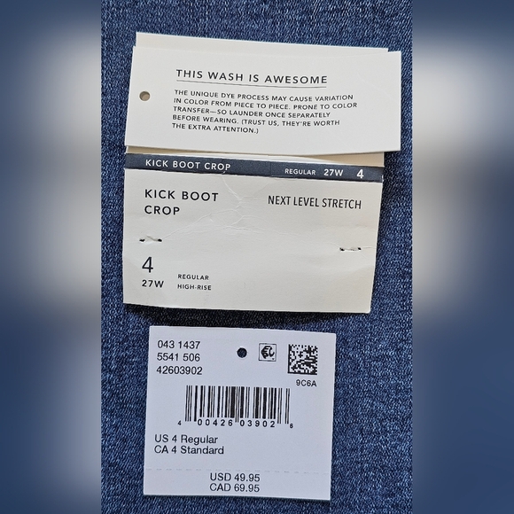 American Eagle Blue Kick Boot Crop Jeans, Size 4. New With Tags - Picture 11 of 12